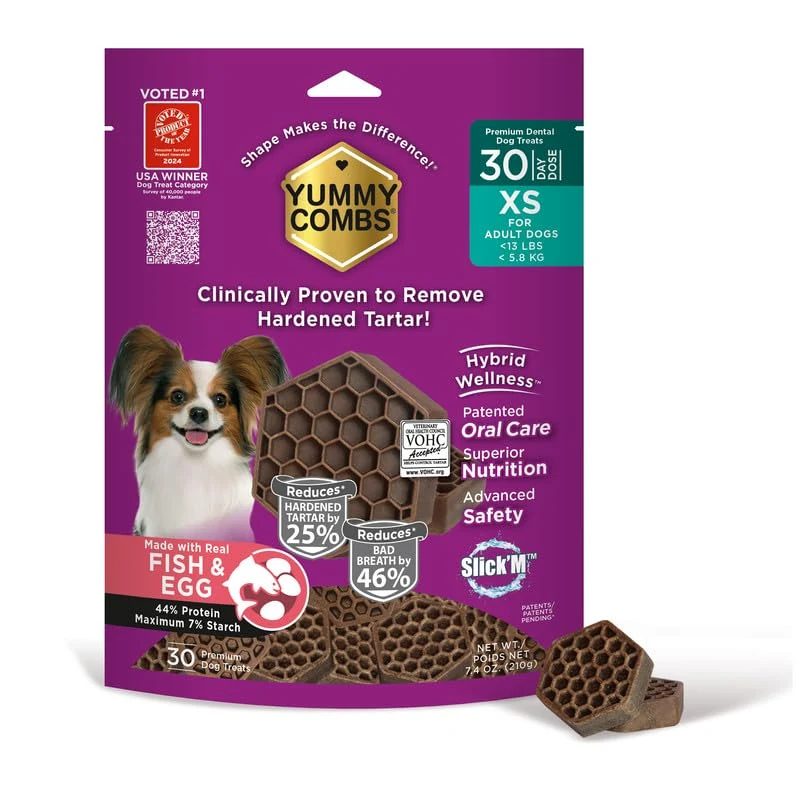 Yummy Combs Extra Small Fish & Egg Dental Treats, 30 Count