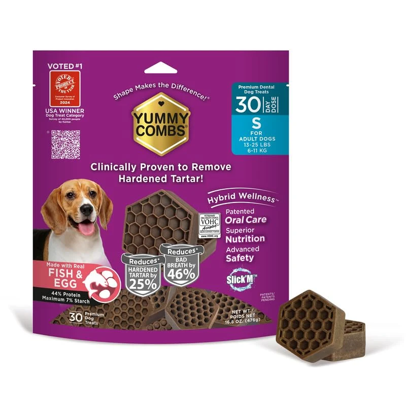 Yummy Combs Small Fish & Egg Dental Treats, 30 Count